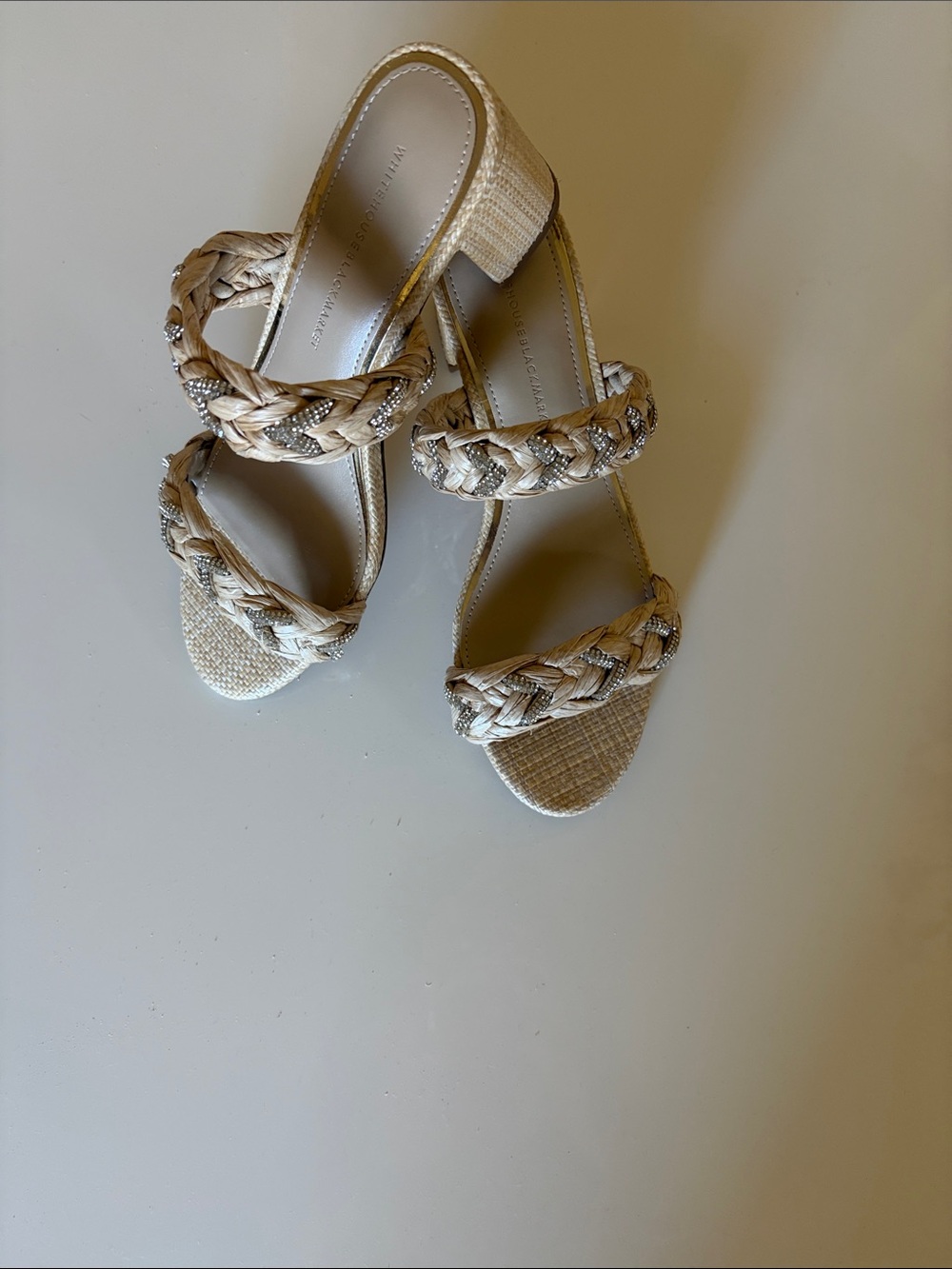 White House Black Market Braided Straw Sandal in Beige